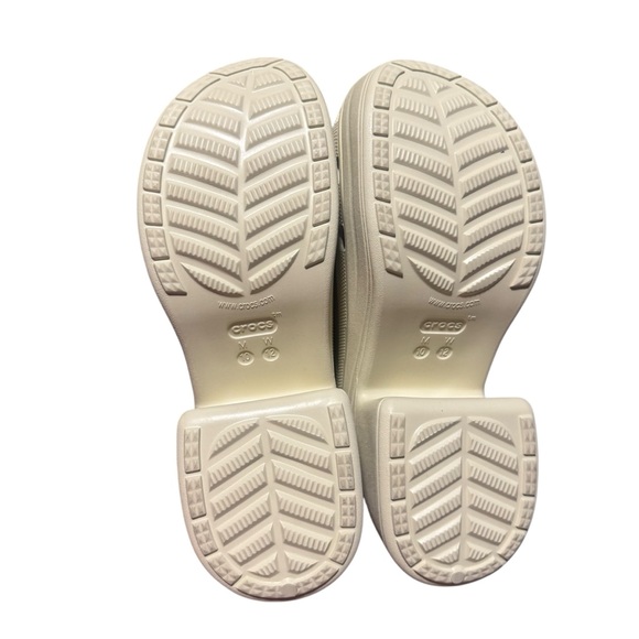 New Crocs Siren Clog Platform Block High Heels Bone/Biege Slip On Womens Size 12 - Picture 6 of 7